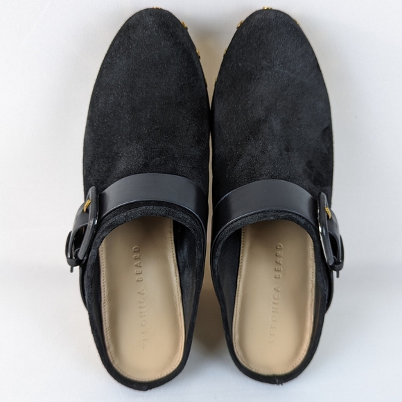 Veronica Beard Dacey Clog Suede Studded Trim Stacked Heel Black 9.5 NWOB - Picture 11 of 14